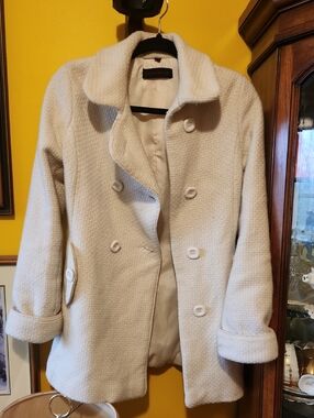 Cream Double-Breasted Pea Coat